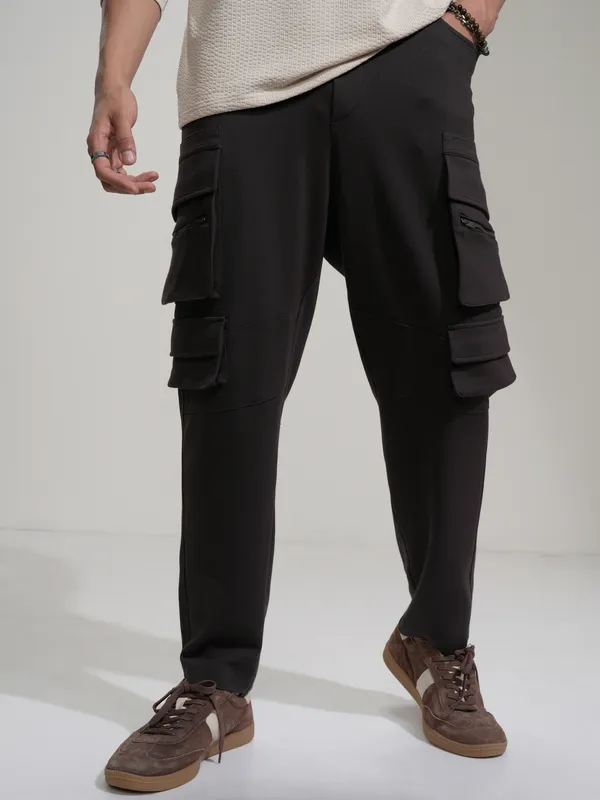Highlander Men Coffee Brown Slim Fit Solid Cargos