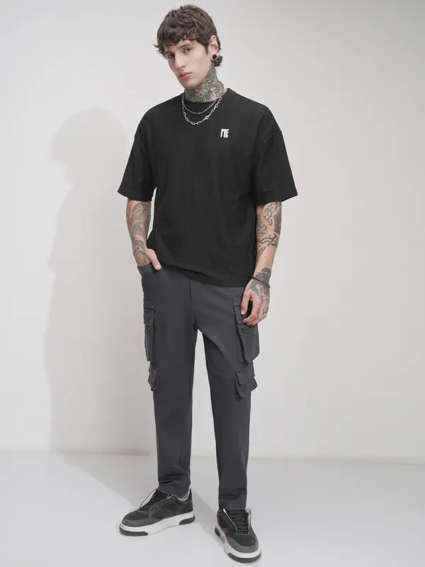 Highlander Men Grey Tapered Fit Solid Joggers