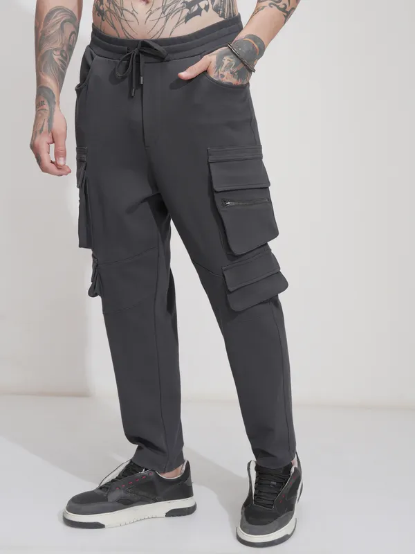 Highlander Men Grey Tapered Fit Solid Joggers