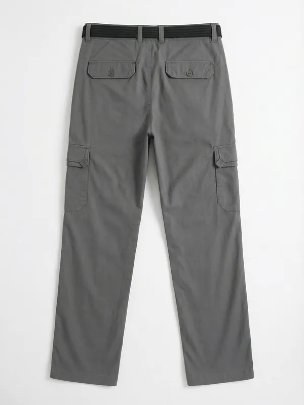 Highlander Men Grey Relaxed Fit Solid Cargo