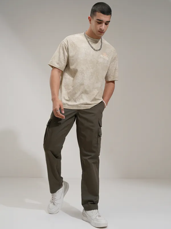 Highlander Men Grey Relaxed Fit Solid Cargo