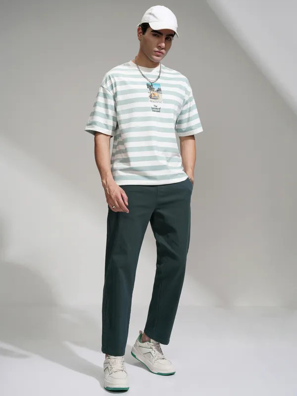 Highlander Men Teal Regular Fit Solid Formal Trousers