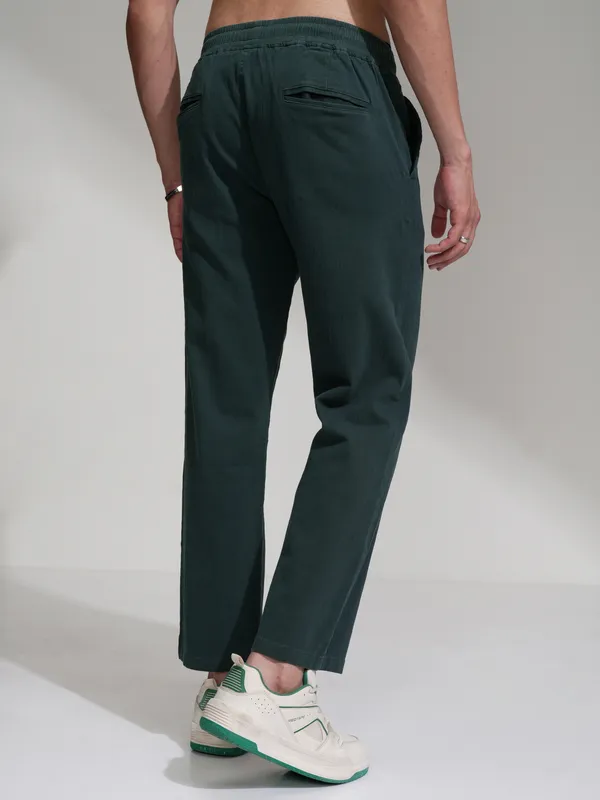 Highlander Men Teal Regular Fit Solid Formal Trousers