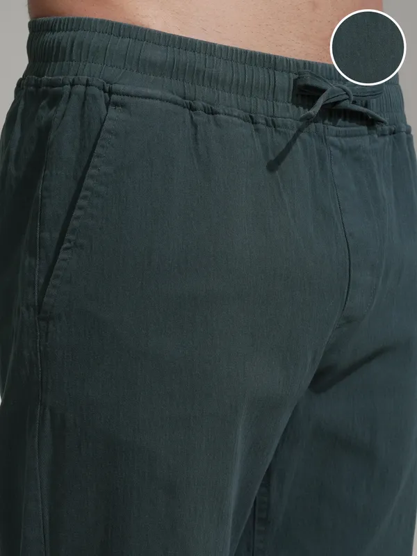 Highlander Men Teal Regular Fit Solid Formal Trousers