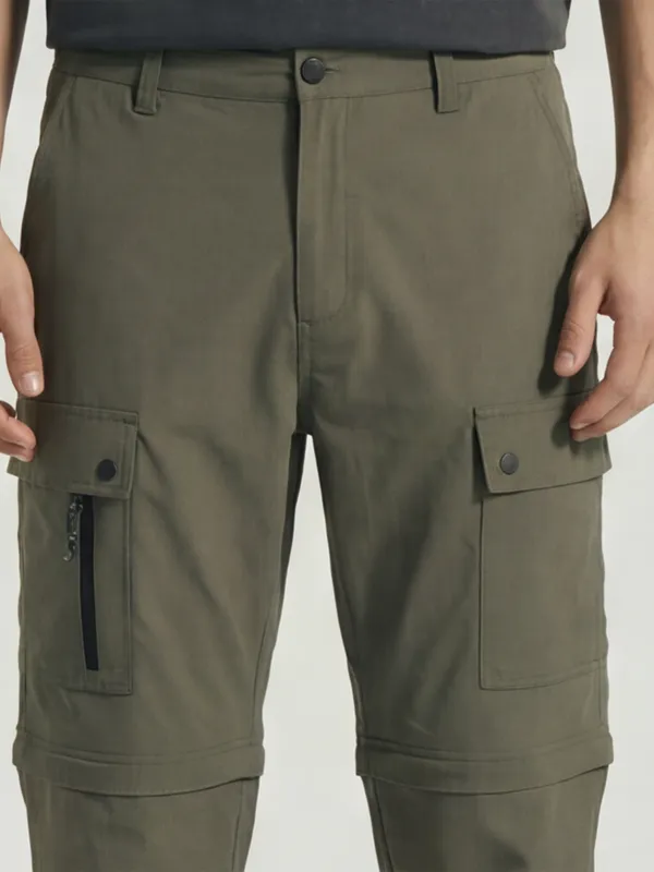 Highlander Men Olive Relaxed Fit Solid Regular Trouser