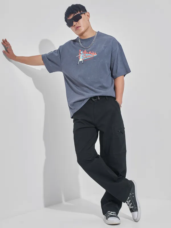 Highlander Men Black Relaxed Fit Solid Cargos