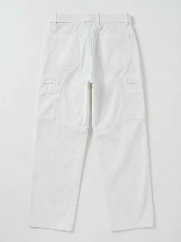 Highlander Men White Relaxed Fit Solid Cargos