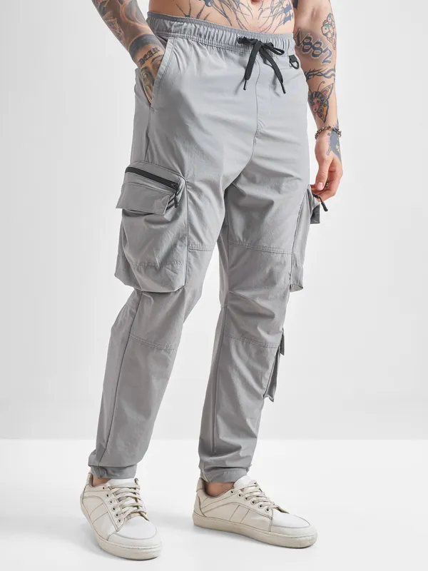Highlander Men Grey Baggy Solid Cargos