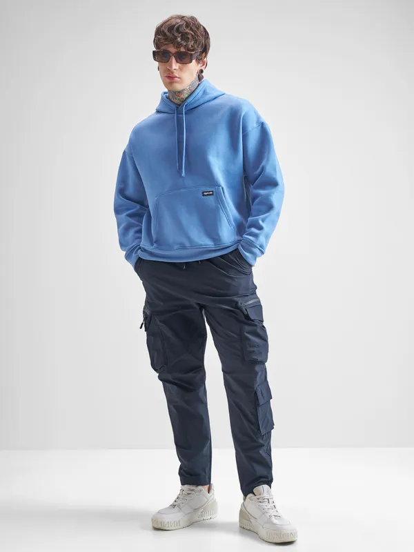 Highlander Men Blue Baggy Solid Cargos