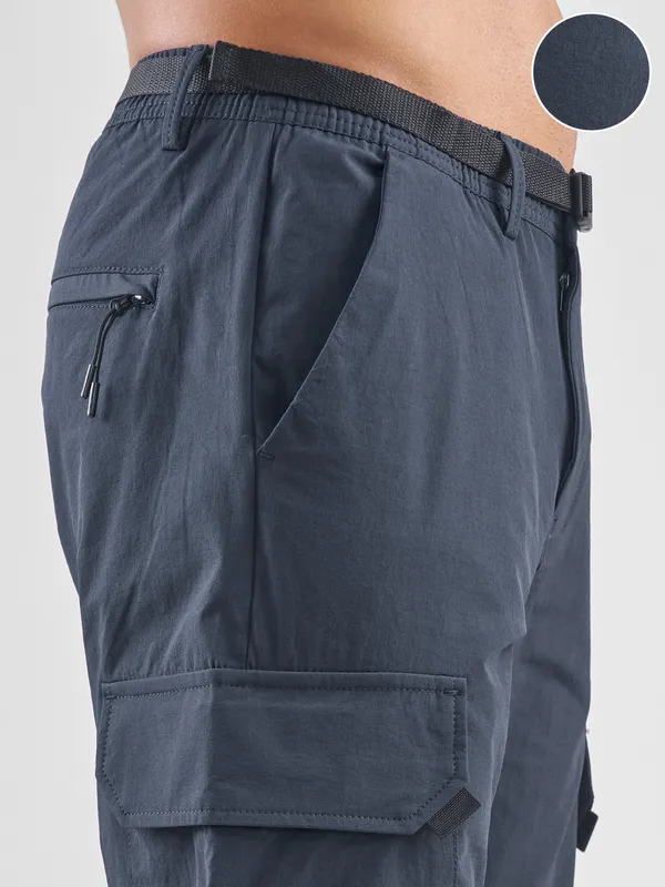 Highlander Men Blue Relaxed Fit Solid Cargos
