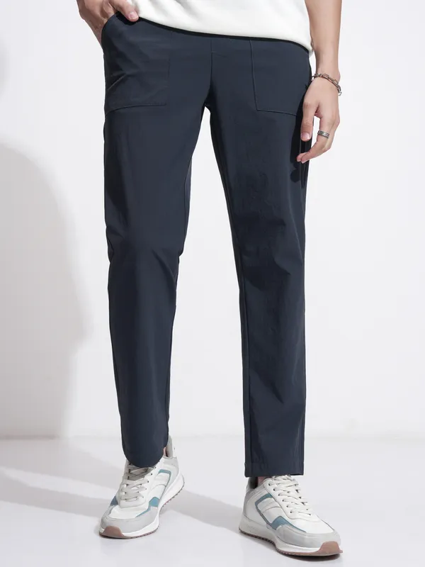 Highlander Men Blue Relaxed Fit Solid Casual Trouser