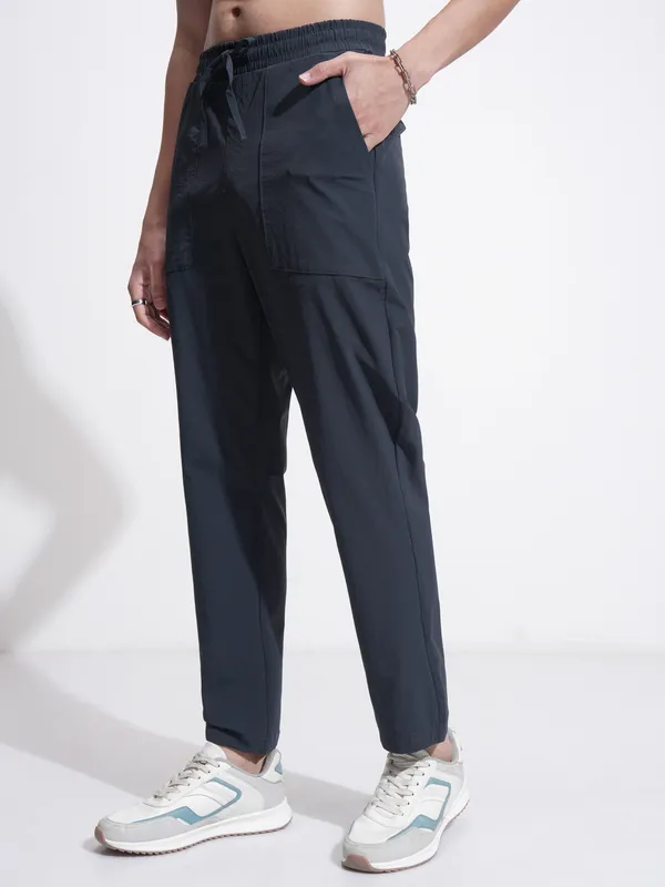 Highlander Men Blue Relaxed Fit Solid Casual Trouser