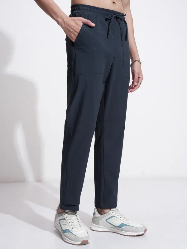 Highlander Men Blue Relaxed Fit Solid Casual Trouser