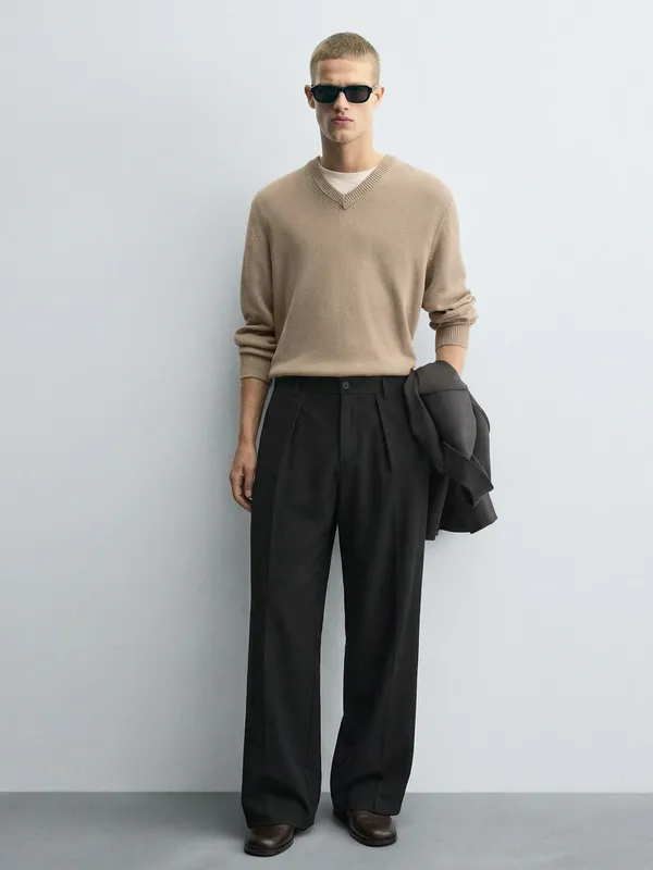 Highlander Men Black Samurai Fit Solid Formal Trouser