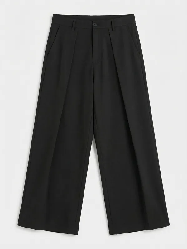 Highlander Men Black Samurai Fit Solid Formal Trouser