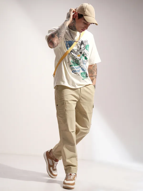 Highlander Men Brown Baggy Solid Cargo