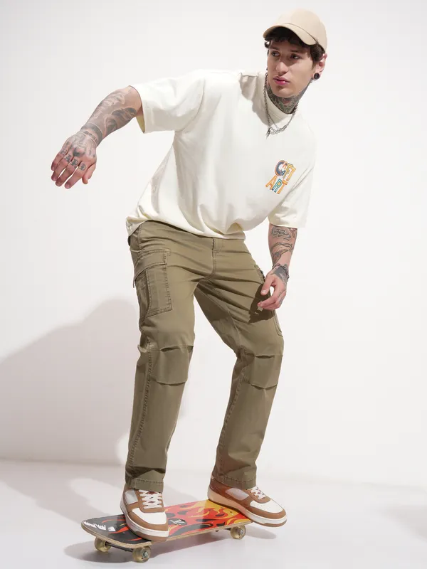 Highlander Men Brown Regular Fit Solid Cargo