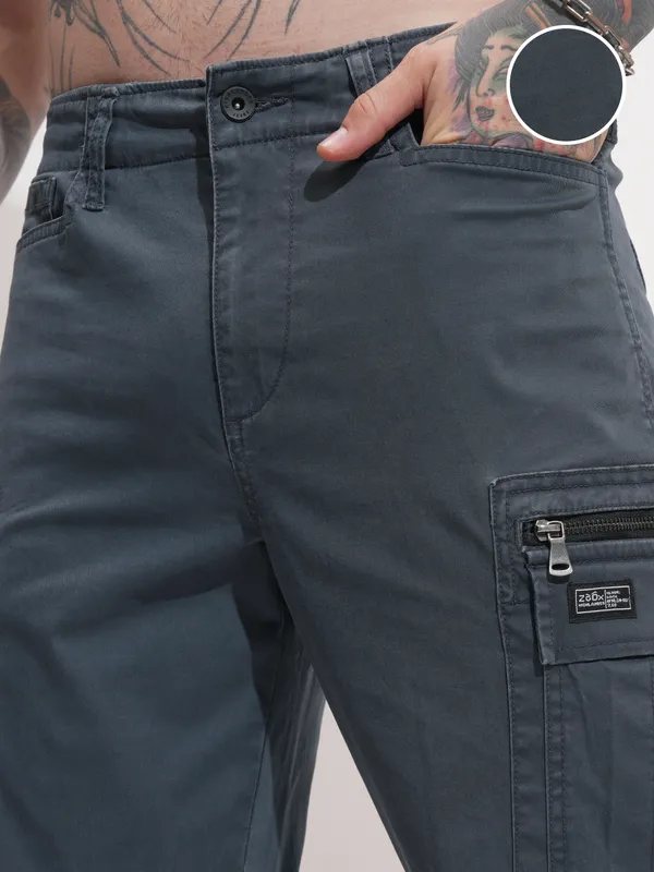 Highlander Men Blue Regular Fit Solid Cargo