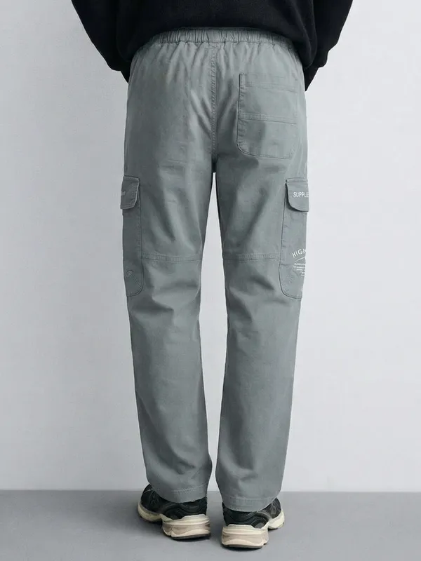 Highlander Men Grey Regular Fit Solid Cargo