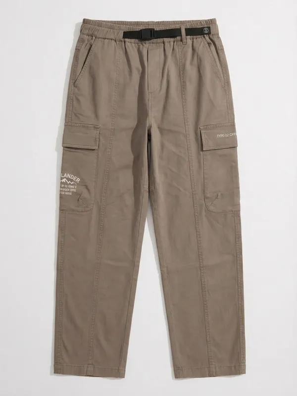 Highlander Men Brown Baggy Solid Cargo