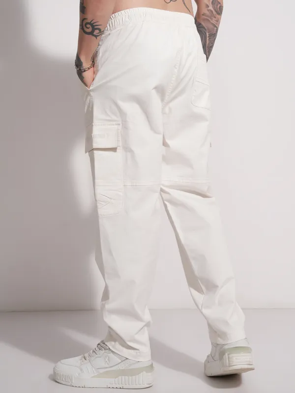 Highlander Men White Baggy Solid Cargo