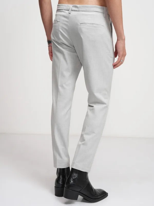 Highlander Men Grey Slim Fit Solid Formal Trouser