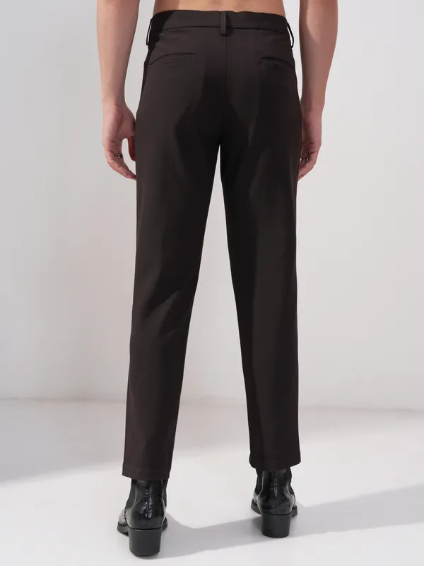Highlander Men Purple Slim Fit Solid Formal Trouser