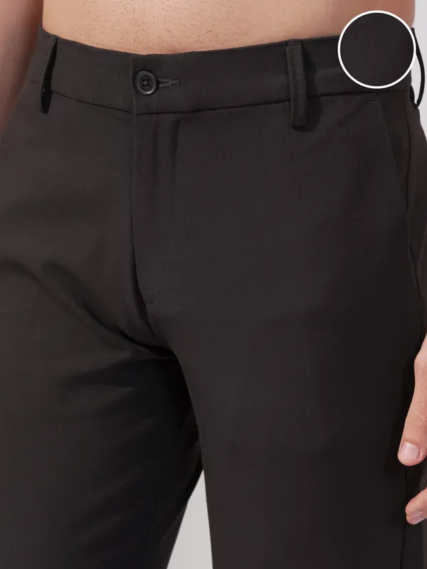 Highlander Men Purple Slim Fit Solid Formal Trouser
