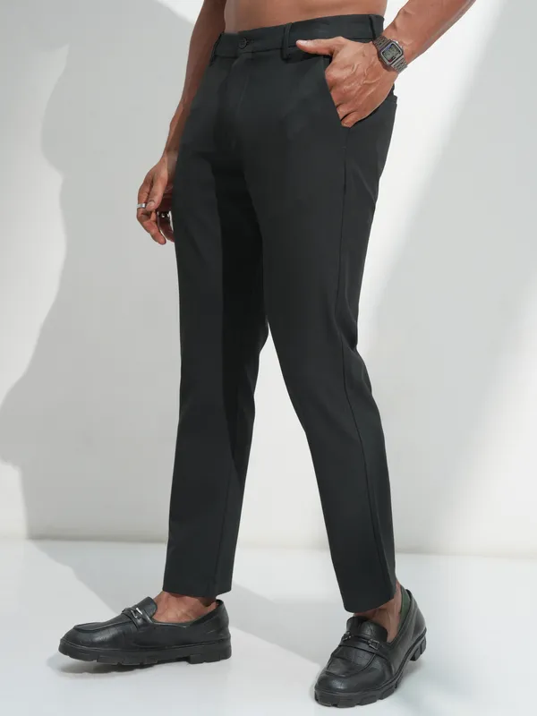 Highlander Men Teal Solid Slim Fit Regular Trousers