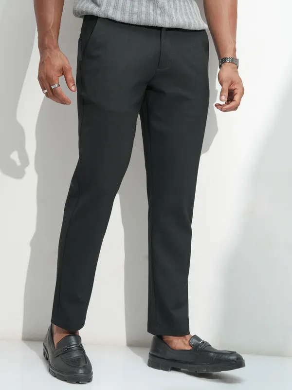 Highlander Men Teal Solid Slim Fit Regular Trousers