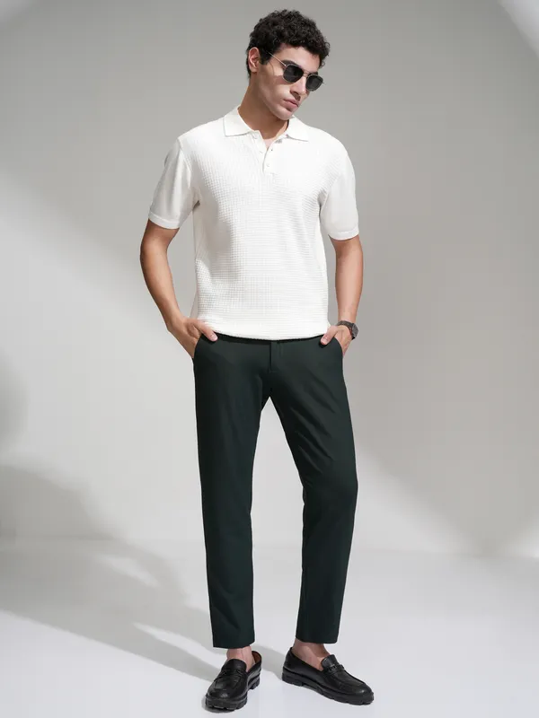 Highlander Men Green Slim Fit Checked Casual Trouser