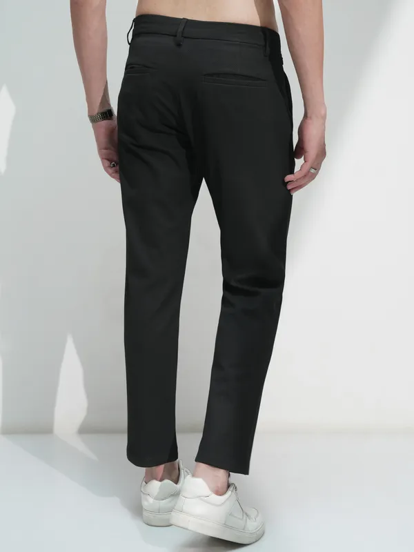 Highlander Men Black Slim Fit Solid Casual Trouser