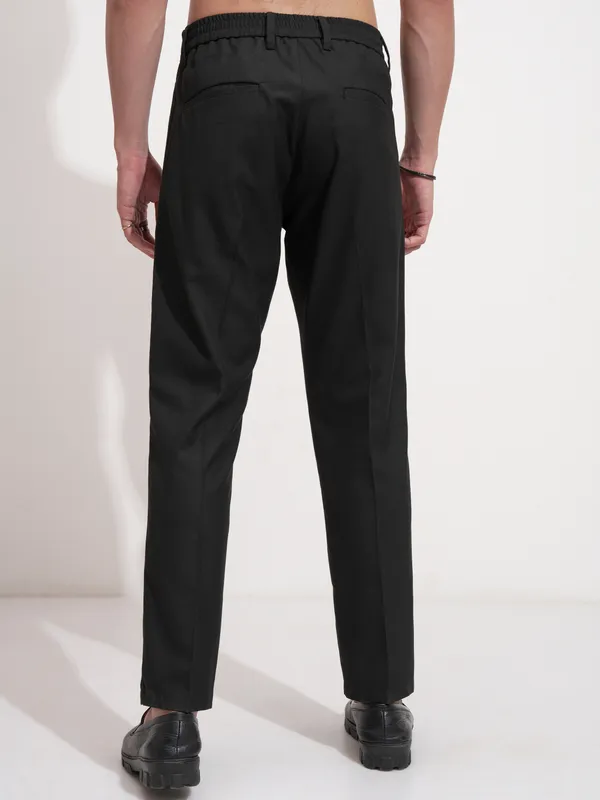 Highlander Men Black Slim Fit Solid Formal Trouser