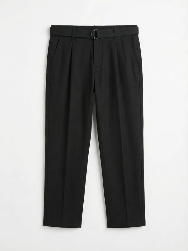 Highlander Men Black Relaxed Fit Solid Casual Trouser