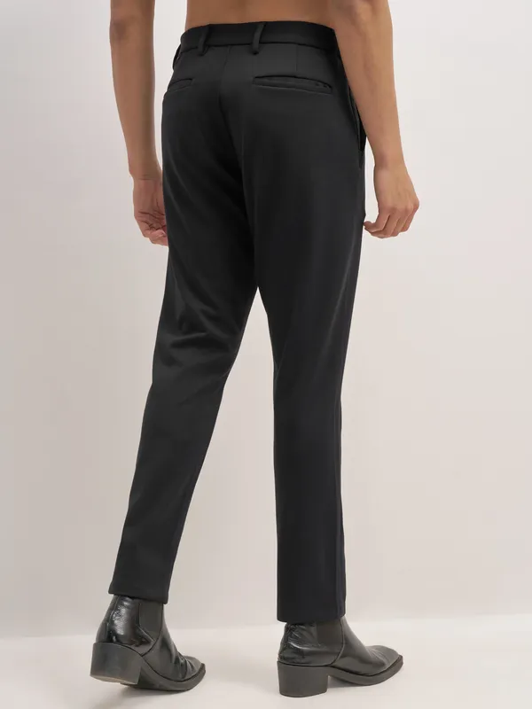 Highlander Men Black Slim Fit Solid Formal Trouser