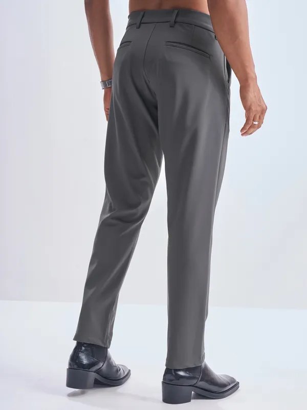 Highlander Men Grey Slim Fit Solid Formal Trouser