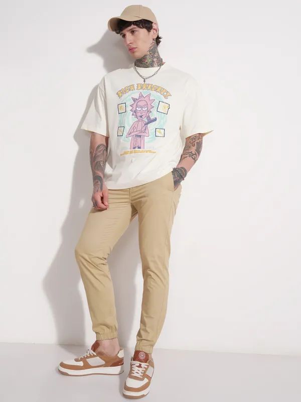 Highlander Men Beige Slim Fit Solid Joggers