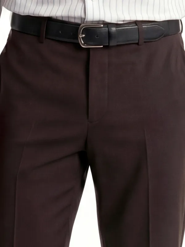 Highlander Men Brown Slim Fit Solid Formal Trouser