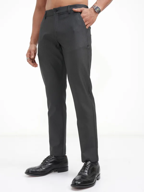 Highlander Men Black Slim Fit SOlid Casual Trouser