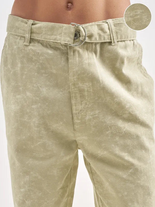 Highlander Men Beige Baggy Fit Printed Regular Trouser