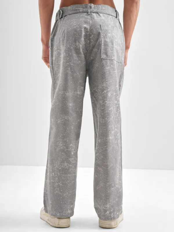 Highlander Men Grey Baggy Fit Printed Regular Trouser