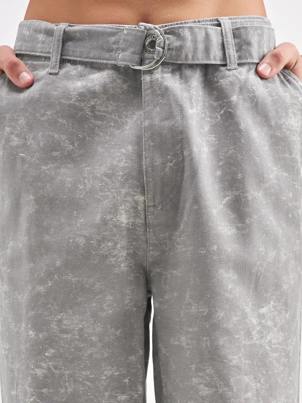 Highlander Men Grey Baggy Fit Printed Regular Trouser