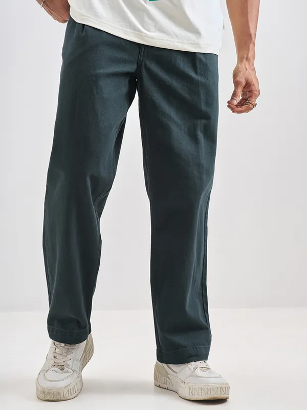 Highlander Men Blue Relaxed Fit Solid Regular Trouser