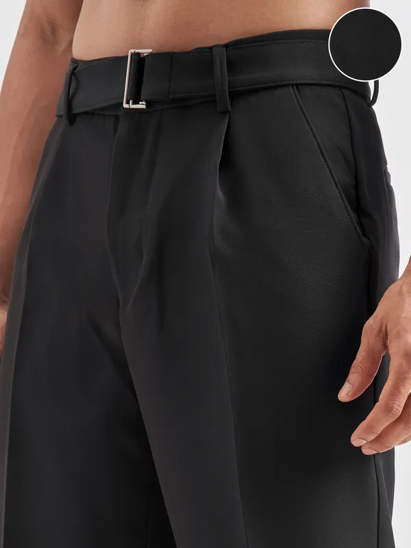 Highlander Men Black Solid Formal Trouser