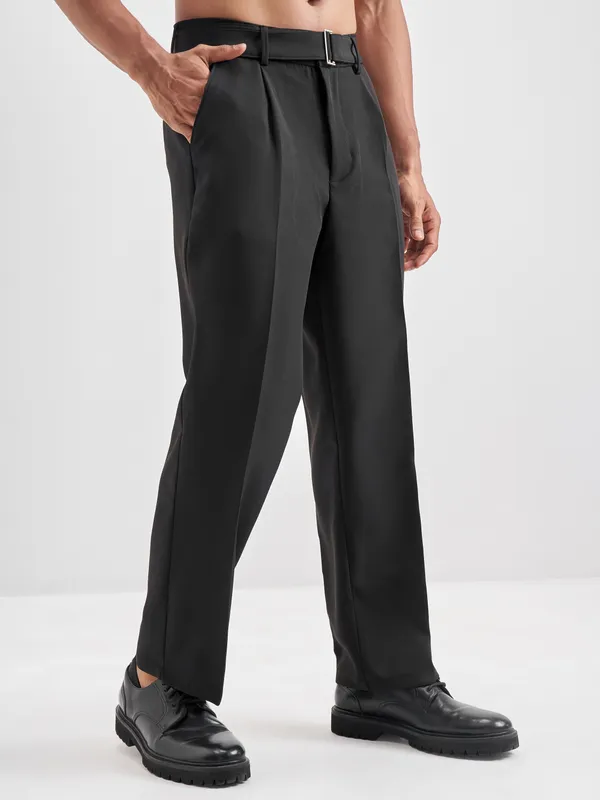 Highlander Men Black Solid Formal Trouser