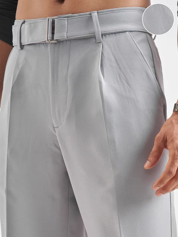 Highlander Men Grey Solid Formal Trouser