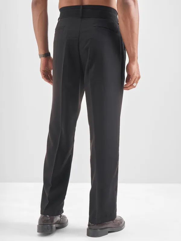 Highlander Men Black Solid Formal Trouser