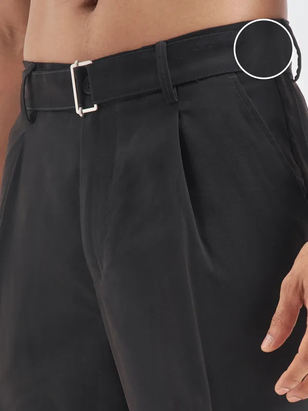 Highlander Men Black Solid Formal Trouser