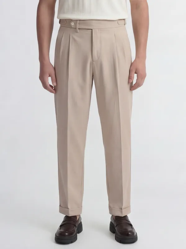 Highlander Men Tan Relaxed Fit Solid Regular Trouser