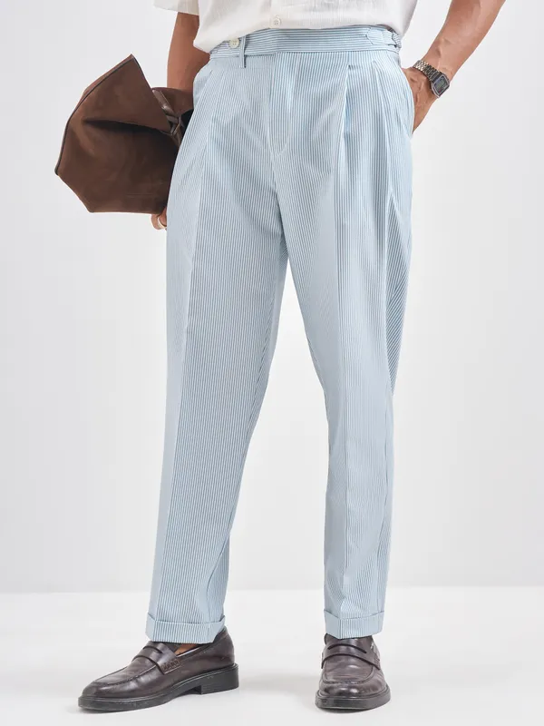 Highlander Men Blue Solid Formal Trouser